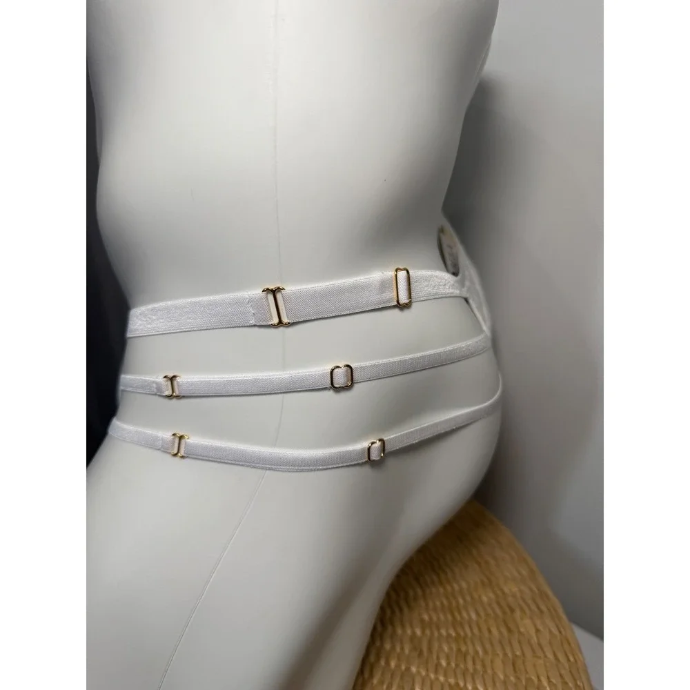 Cosabella White Strappy Italian Lace Thong‎ Men's Floral Lace Gold Hardware NWT
